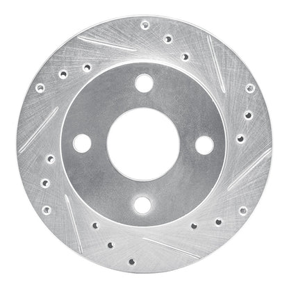 R1 Concepts R1 81-94 Ford EXP Front Right Drilled & Slotted Silver Brake Rotor