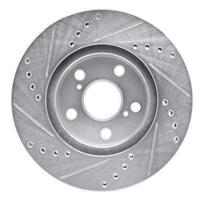 R1 Concepts R1 94-00 Toyota Celica Front Right Drilled & Slotted Silver Brake Rotor