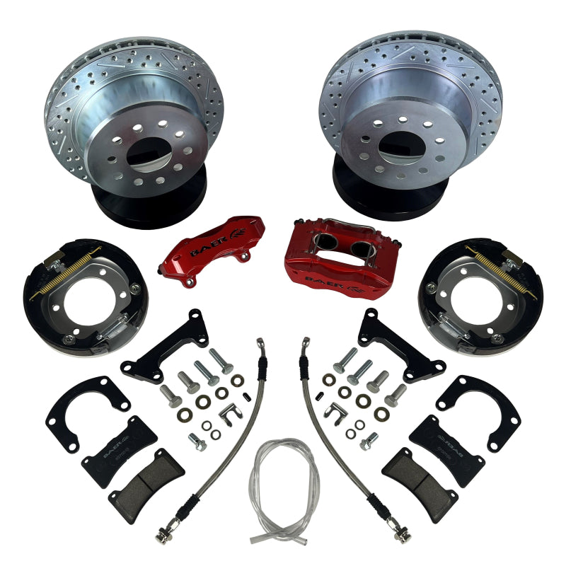 Baer Brakes Rear Ends w/ Ford 9in Torino Bearing Housing Ends 11in SS4 Rear SDZ Brake Kit - Fire Red