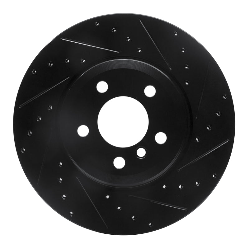 R1 Concepts R1 07-19 BMW X6 Rear Right Drilled & Slotted Black Brake Rotor
