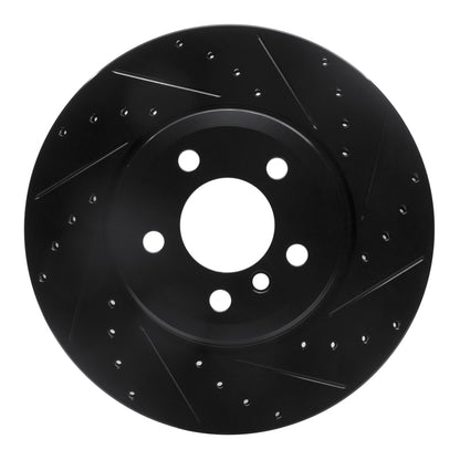R1 Concepts R1 07-19 BMW X6 Rear Right Drilled & Slotted Black Brake Rotor