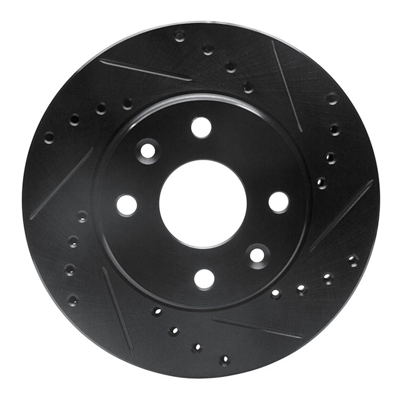 R1 Concepts R1 94-00 Kia Spectra Front Right Drilled & Slotted Black Brake Rotor