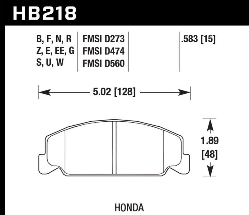 Hawk Performance Hawk 88-89 Civic Si / 92-00 Civic CX / 88-00 DX / 98-00 GX HP Plus Street  Front Brake Pads