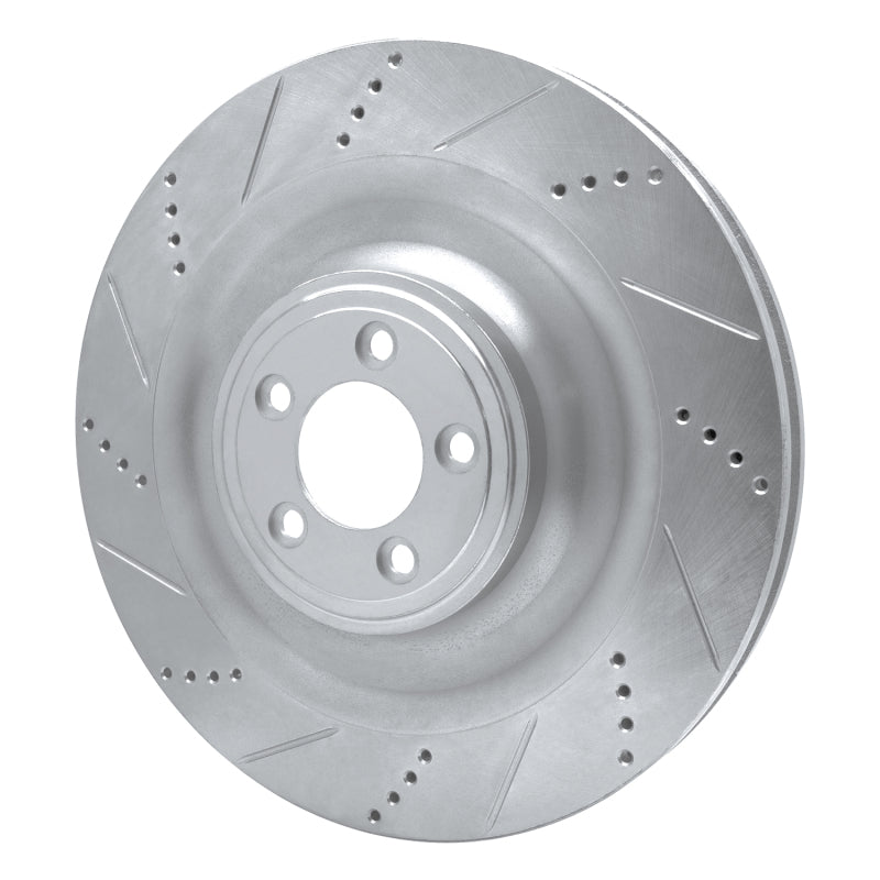 R1 Concepts R1 08-09 Jaguar XKR Right Front Drilled & Slotted Silver Brake Rotor