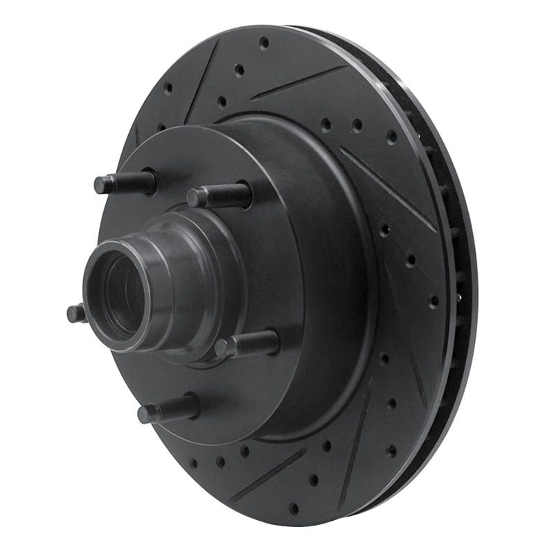 R1 Concepts R1 94-03 Ford E-150 Econoline Front Left Drilled & Slotted Black Brake Rotor