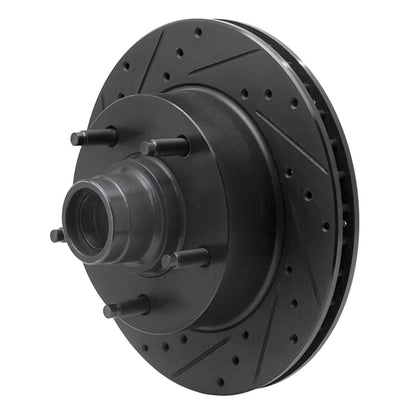 R1 Concepts R1 94-03 Ford E-150 Econoline Front Left Drilled & Slotted Black Brake Rotor