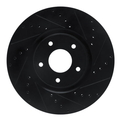 R1 Concepts R1 07-17 Nissan Sentra Front Right Drilled & Slotted Black Brake Rotor