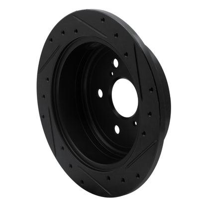 R1 Concepts R1 04-10 Toyota SIENNA Rear Left Drilled & Slotted Black Brake Rotor