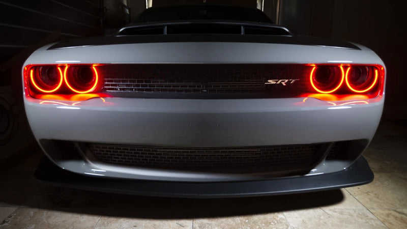 ORACLE Lighting Oracle 15-23 Dodge Challenger Pre-Installed LED Halo Headlight Bezel - Red