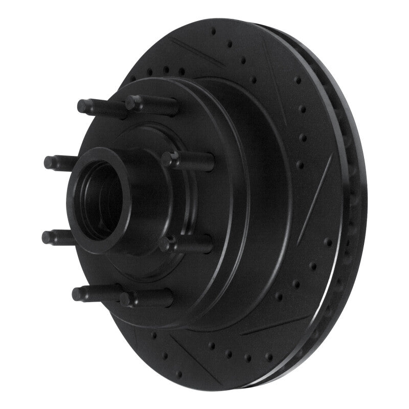 R1 Concepts R1 86-94 Ford E-250 Econoline Club Wagon Front Right Drilled & Slotted Black Brake Rotor
