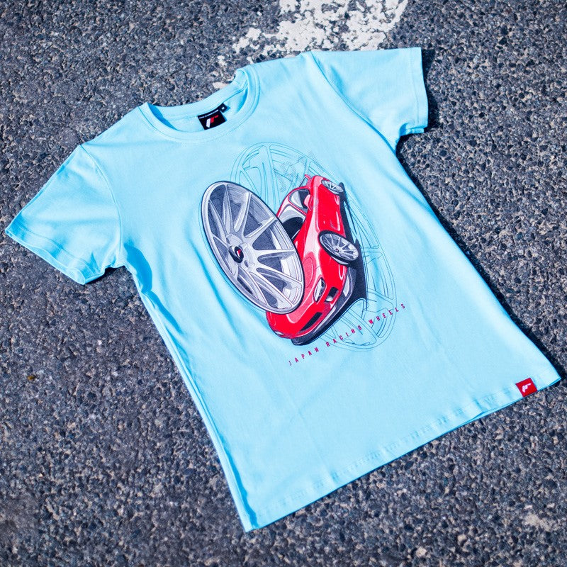 JR Wheels TSHIRT-MJR11T-S JR Men's T-Shirt JR-11 Car Turquoise Size S