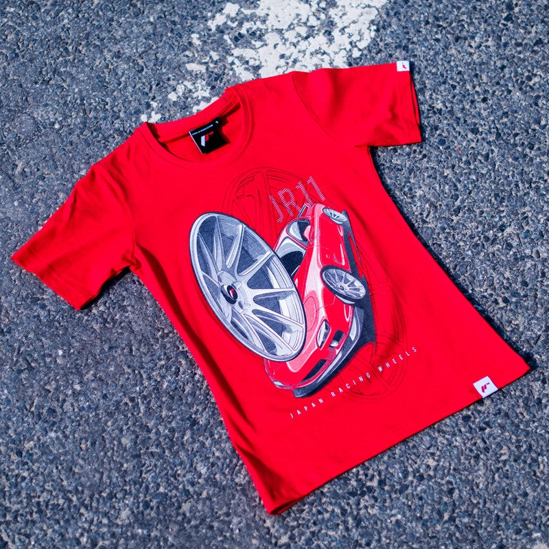 JR Wheels TSHIRT-WJR11R-L JR Women's T-Shirt JR-11 Car Red Size L