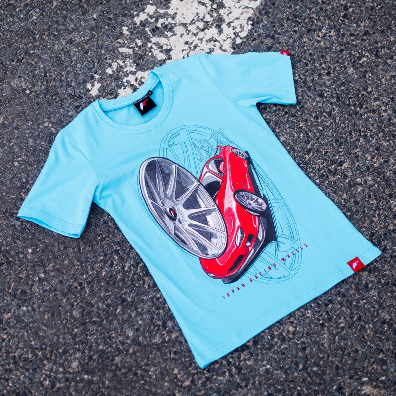 JR Wheels TSHIRT-WJR11T-S JR Women's T-Shirt JR-11 Car Turquoise Size S