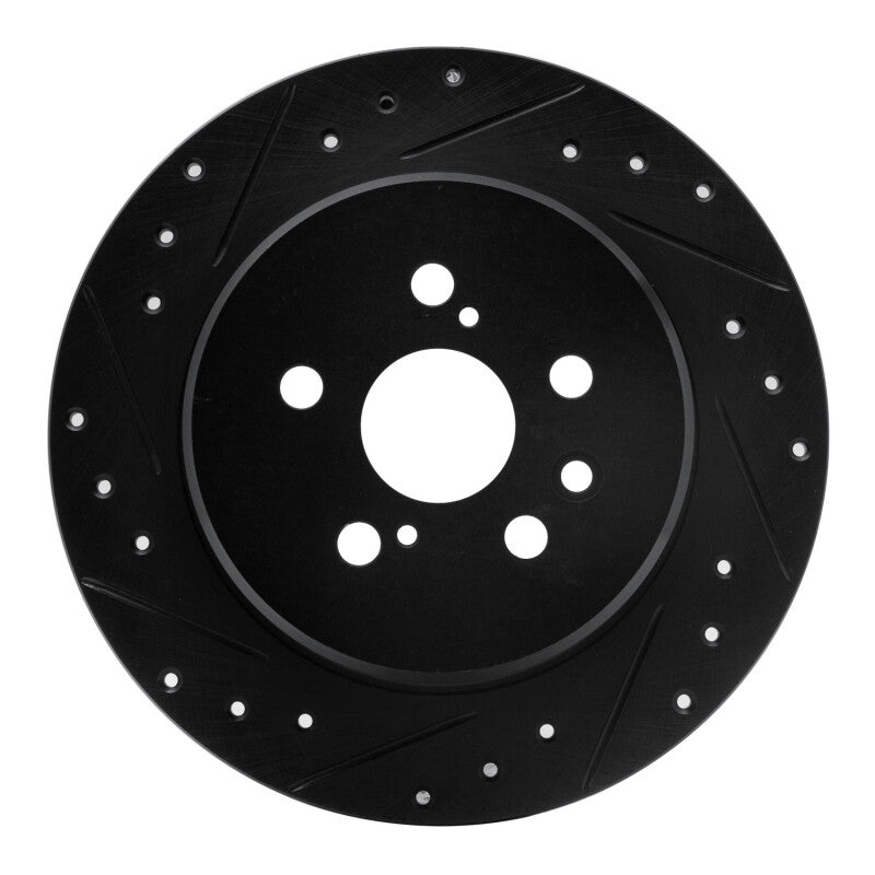 R1 Concepts R1 90-93 Toyota Celica Rear Left Drilled & Slotted Black Brake Rotor