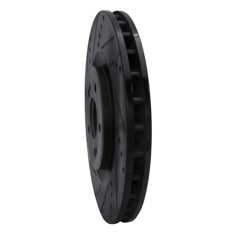R1 Concepts R1 08-15 Mitsubishi Lancer Front Left Drilled & Slotted Black Brake Rotor