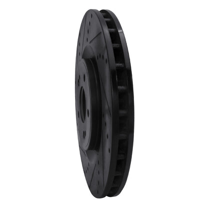 R1 Concepts R1 08-15 Mitsubishi Lancer Front Left Drilled & Slotted Black Brake Rotor