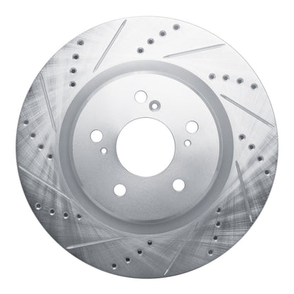 R1 Concepts R1 2021-2025 Acura TLX Front Left Drilled & Slotted Silver Brake Rotor