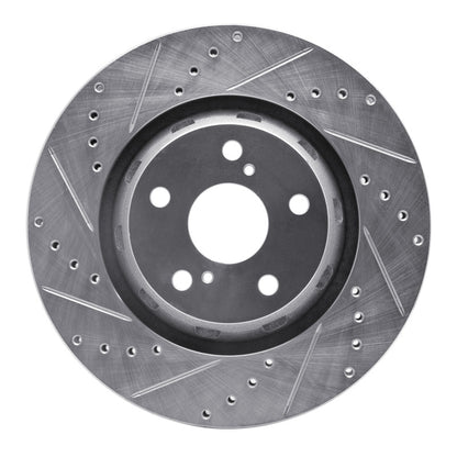R1 Concepts R1 09-15 Toyota Venza Front Left Drilled & Slotted Silver Brake Rotor