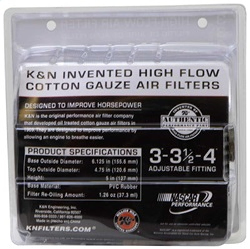 K&N Engineering K&N Universal Air Filter Chrome Round Tapered Blue - 4in Flange ID x 1.125in Flange Length x 5.5in H