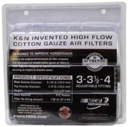 K&N Engineering K&N Universal Air Filter Chrome Round Tapered Blue - 4in Flange ID x 1.125in Flange Length x 5.5in H