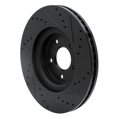 R1 Concepts R1 2013-2025 Infiniti Q50 Front Left Drilled & Slotted Black Brake Rotor
