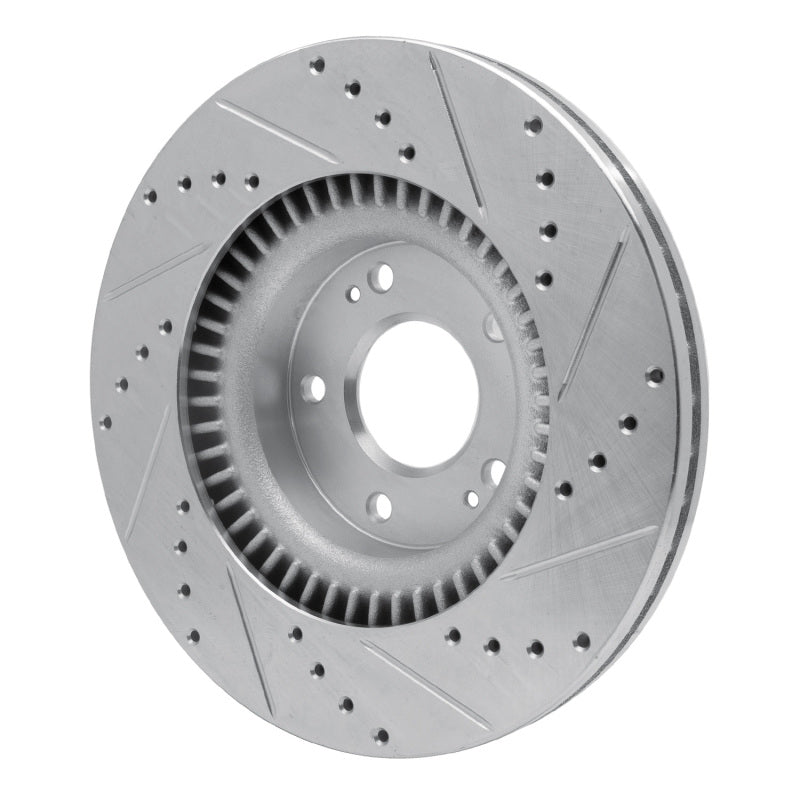 R1 Concepts R1 10-16 Hyundai Genesis Coupe Front Left Drilled & Slotted Silver Brake Rotor