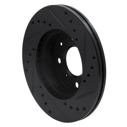 R1 Concepts R1 84-90 Honda Accord Hatchback Front Left Drilled & Slotted Black Brake Rotor