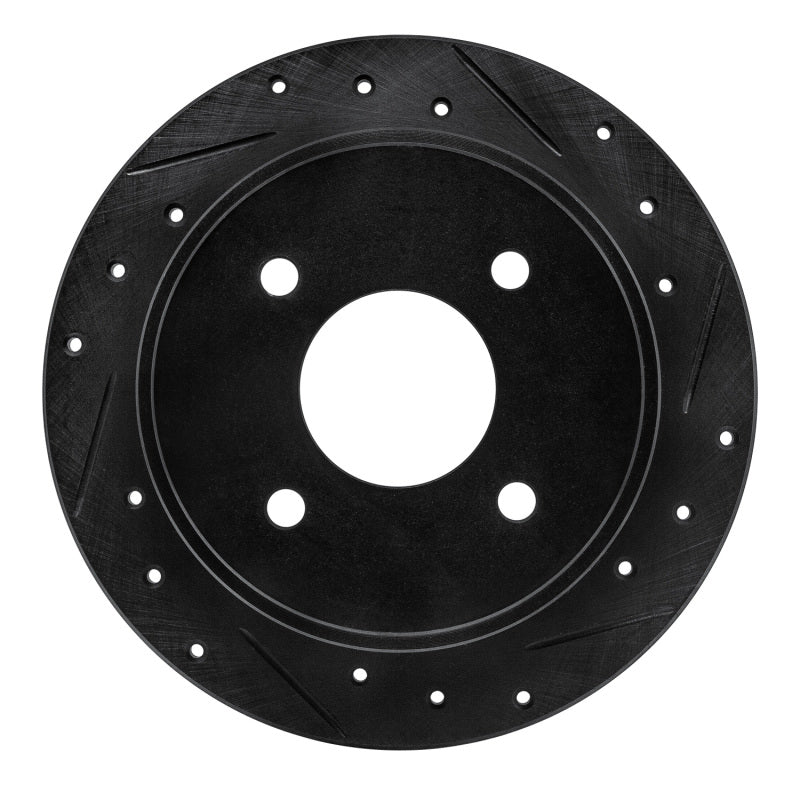 R1 Concepts R1 90-92 Infiniti M30 Rear Right Drilled & Slotted Black Brake Rotor