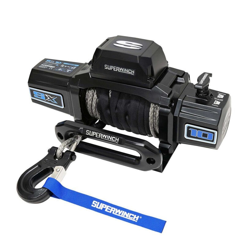 Superwinch 10000 LBS 12V DC 3/8in x 80ft Synthetic Rope SX10SR Winch - Semi Gloss Black