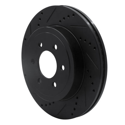 R1 Concepts R1 03-04 Dodge Dakota 4WD Front Left Drilled & Slotted Black Brake Rotor