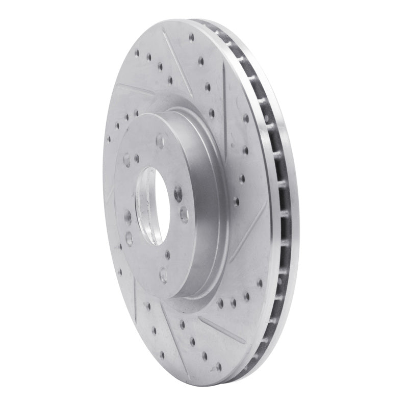 R1 Concepts R1 06-15 Honda Civic Si Front Right Drilled & Slotted Silver Brake Rotor