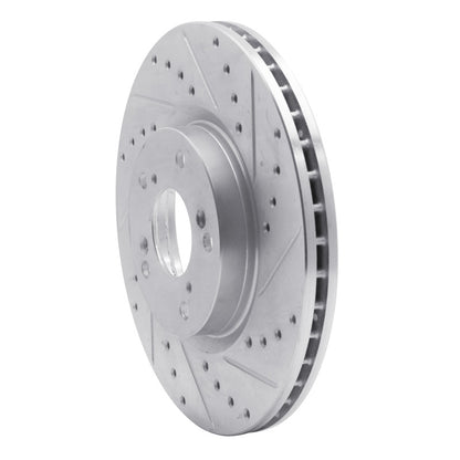 R1 Concepts R1 06-15 Honda Civic Si Front Right Drilled & Slotted Silver Brake Rotor