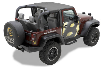 Bestop 10-18 Jeep Wrangler JK 2-Door Header Targa Bikini (Black Diamond)