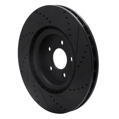 R1 Concepts R1 07-14 Ford Mustang Front Left Drilled & Slotted Black Brake Rotor