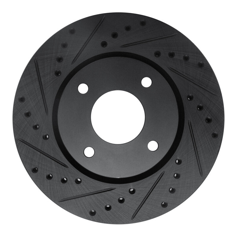 R1 Concepts R1 07-14 Nissan Sentra Front Left Drilled & Slotted Black Brake Rotor