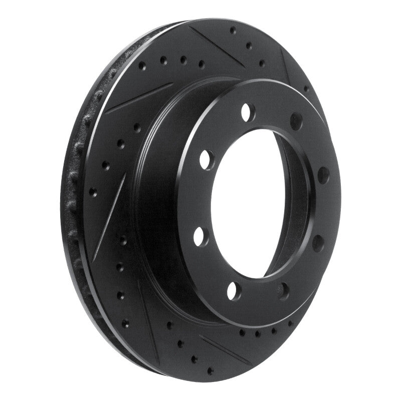 R1 Concepts R1 95-99 Ford F-350 4WD (Excl Super Duty) Front Right Drilled & Slotted Black Brake Rotor