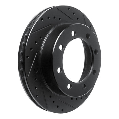 R1 Concepts R1 95-99 Ford F-350 4WD (Excl Super Duty) Front Right Drilled & Slotted Black Brake Rotor