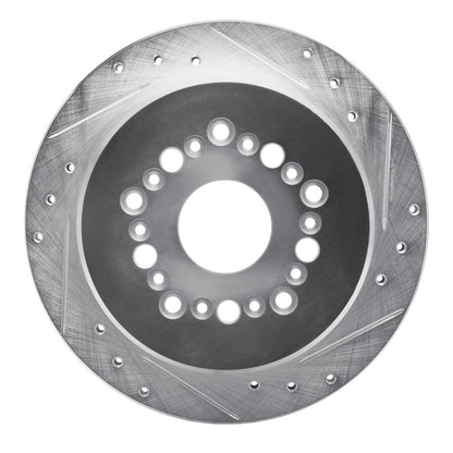 R1 Concepts R1 92-98 Lexus SC300 Rear Right Drilled & Slotted Silver Brake Rotor