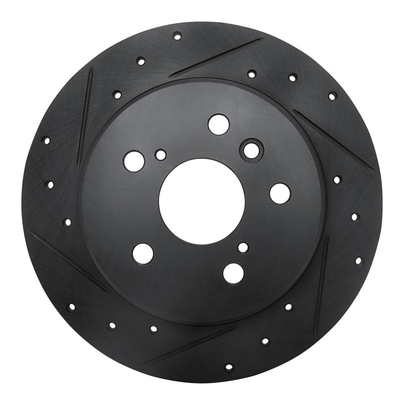 R1 Concepts R1 99-03 Lexus RX300 Rear Left Drilled & Slotted Black Brake Rotor