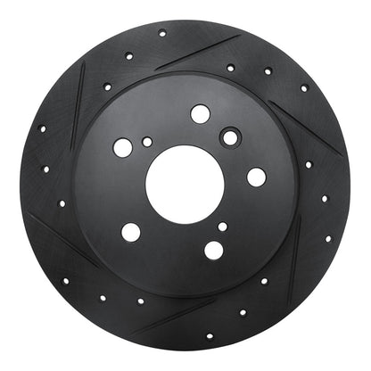 R1 Concepts R1 99-03 Lexus RX300 Rear Left Drilled & Slotted Black Brake Rotor