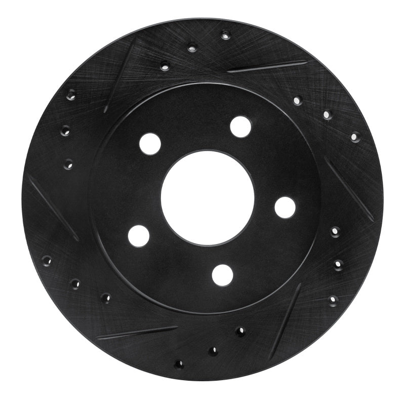 R1 Concepts R1 93-98 Ford Thunderbird Rear Left Drilled & Slotted Black Brake Rotor