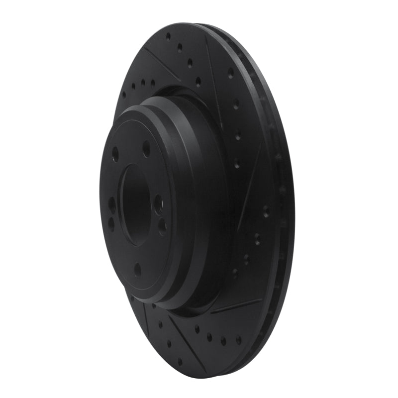 R1 Concepts R1 00-06 BMW M3 Rear Right Drilled & Slotted Black Brake Rotor