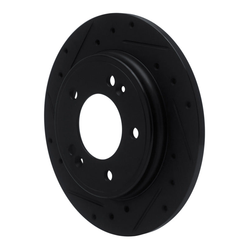 R1 Concepts R1 17-25 Hyundai Elantra GT Rear Left Drilled & Slotted Black Brake Rotor