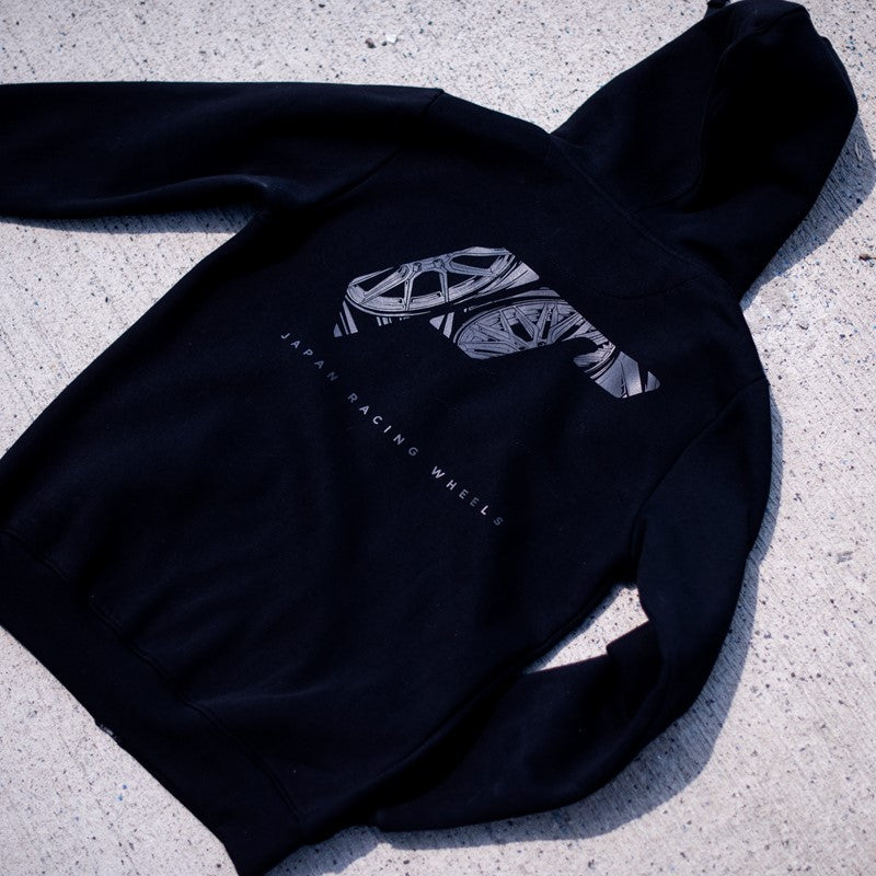 JR Wheels HOODIE-UJRLOGOBK-L JR Unisex Zip Hoodie Logo Black Size L
