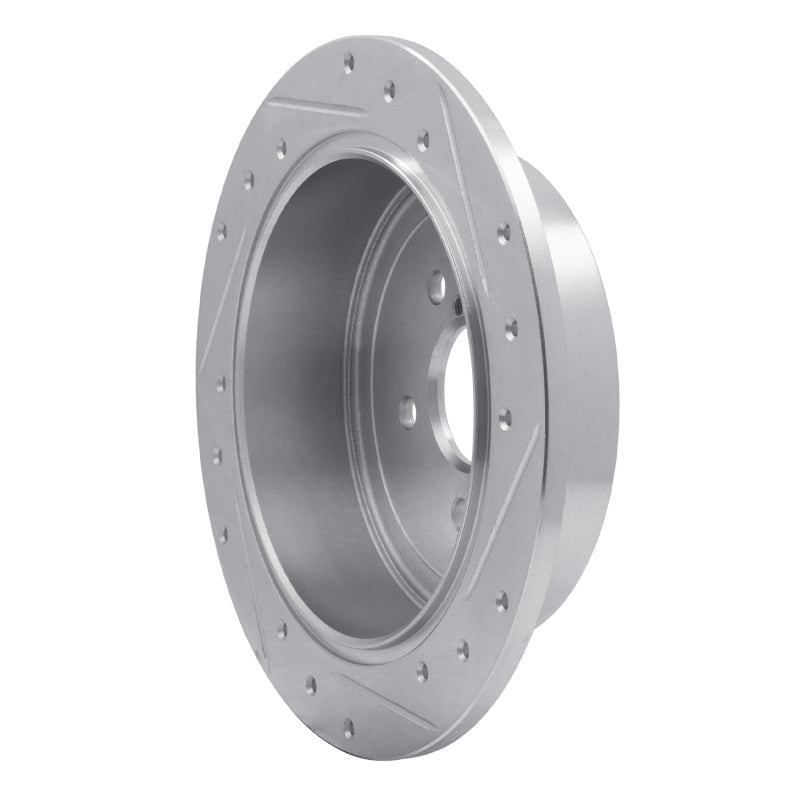 R1 Concepts R1 08-15 Subaru Impreza Rear Left Drilled & Slotted Silver Brake Rotor