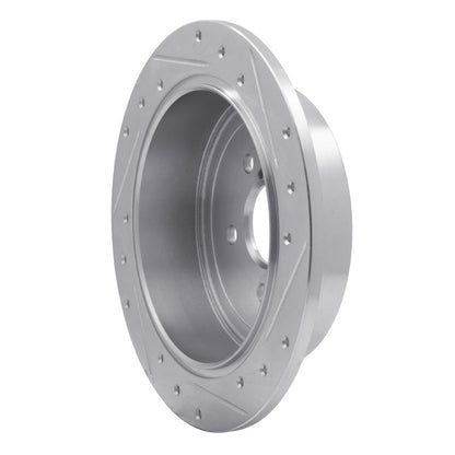 R1 Concepts R1 08-15 Subaru Impreza Rear Left Drilled & Slotted Silver Brake Rotor