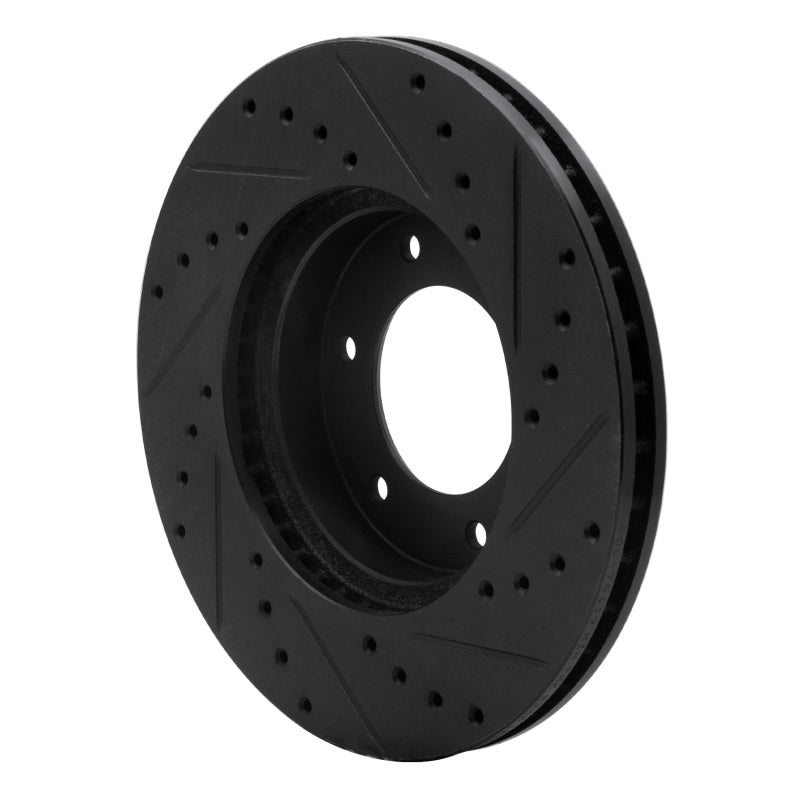 R1 Concepts R1 93-98 Toyota T100 Front Left Drilled & Slotted Black Brake Rotor