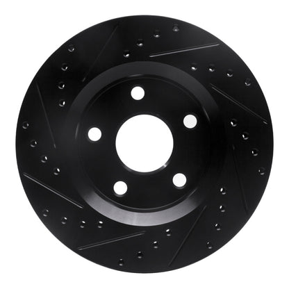 R1 Concepts R1 07-18 Jeep Wrangler Front Right Drilled & Slotted Black Brake Rotor