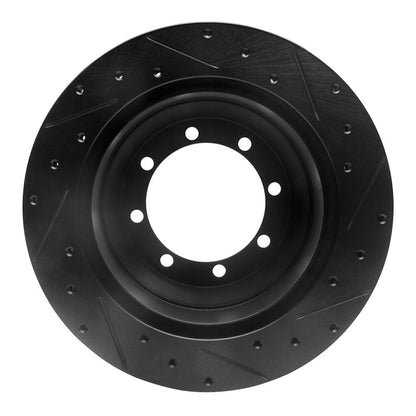 R1 Concepts R1 99-04 Ford F-350 Super Duty 2WD Rear Left Drilled & Slotted Black Brake Rotor