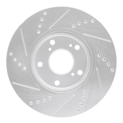 R1 Concepts R1 16-25 Honda Civic Hatchback Front Right Drilled & Slotted Silver Brake Rotor